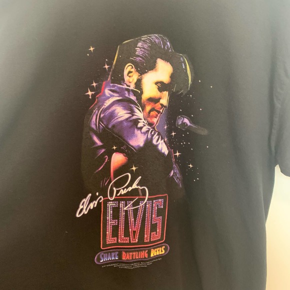 Elvis Presley T-shirt Size XL Black Shake Rattling Reels Shirt Short Sleeve - Picture 4 of 15